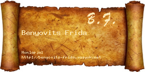 Benyovits Frida névjegykártya